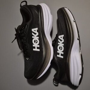 Hoka M Bondi 8, Black/White, Mens Running Shoes-US 9.5 Mens